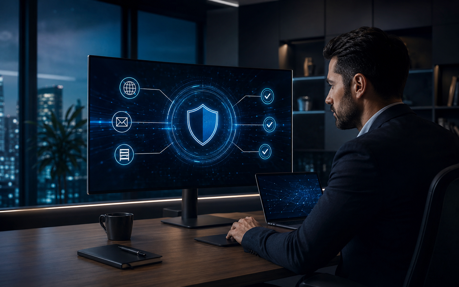 Especialista monitorando a proteção DMARC de e-mails e domínios